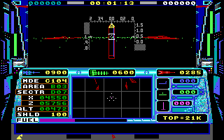 Echelon (DOS) screenshot: Front View: Tower in the way
