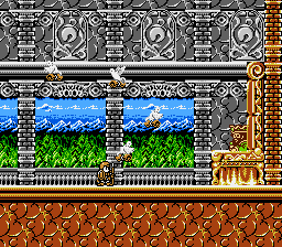 Little Samson (NES) screenshot: The situation is dire, and the emperor sends off 4 messenger birds to summon the 4 Magical Bell bearers