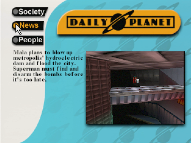Superman (Nintendo 64) screenshot: Mission briefing from the Daily Planet