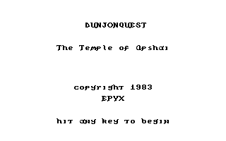 Dunjonquest: Upper Reaches of Apshai (Commodore 64) screenshot: Because it's a data disk, the title screen didn't change