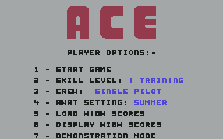 ACE: Air Combat Emulator (Commodore 64) screenshot: Options