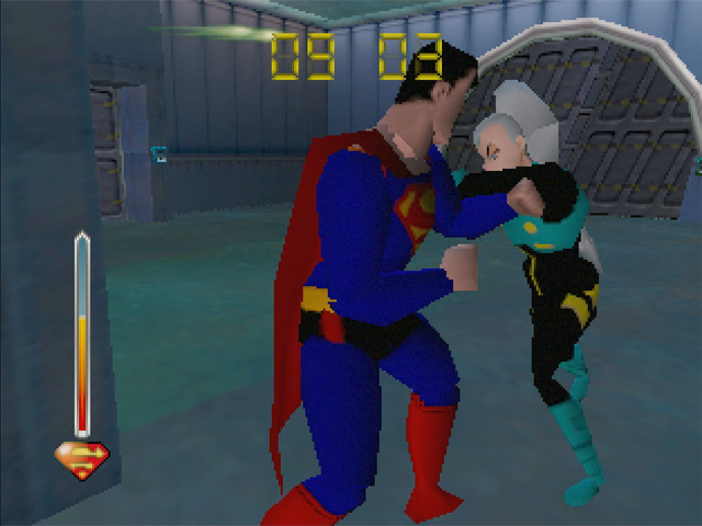 Superman (Nintendo 64) screenshot: A slap fight with Mala.