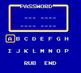 Ax Battler: A Legend of Golden Axe (Game Gear) screenshot: Password screen.