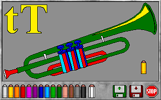 Brzdąc (DOS) screenshot: colored trumpet