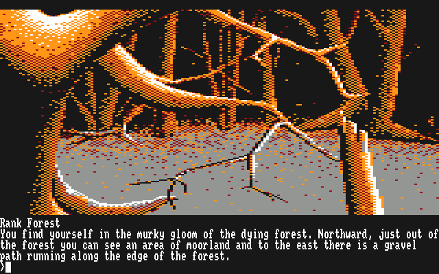 The Pawn (Amstrad CPC) screenshot: In the dying forest