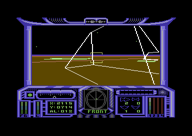 Moonfall (Commodore 64) screenshot: Exploring the surface.