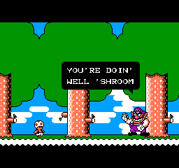 Wario's Woods (NES) screenshot: Wario talking to Toad