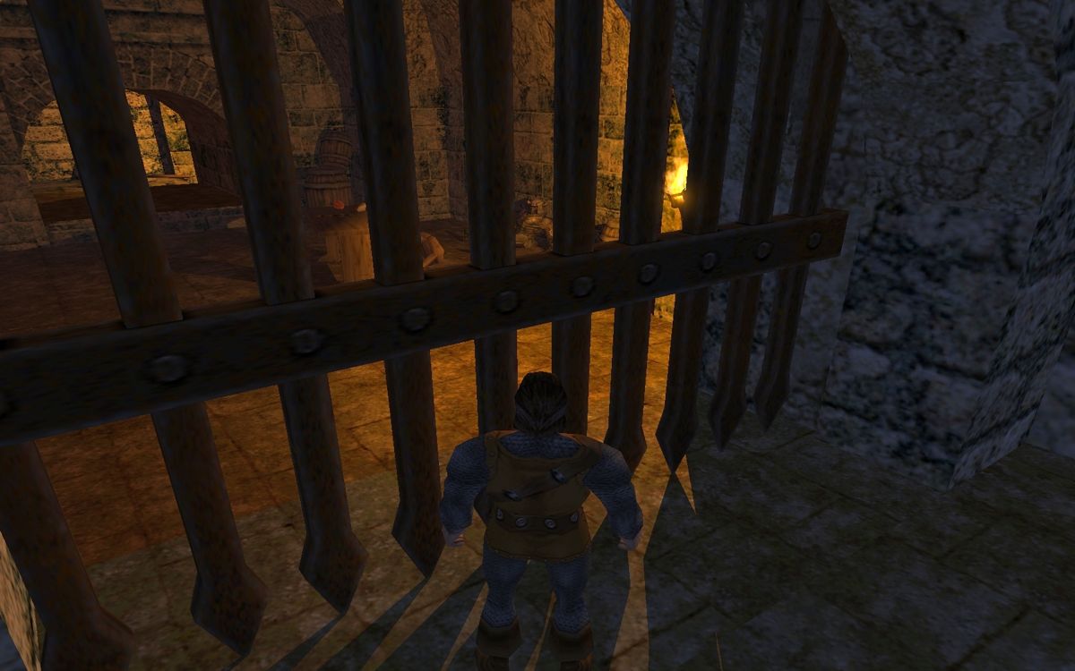 Blade of Darkness (Windows) screenshot: Sargon, the knight, begins the adventure in prison, betrayed