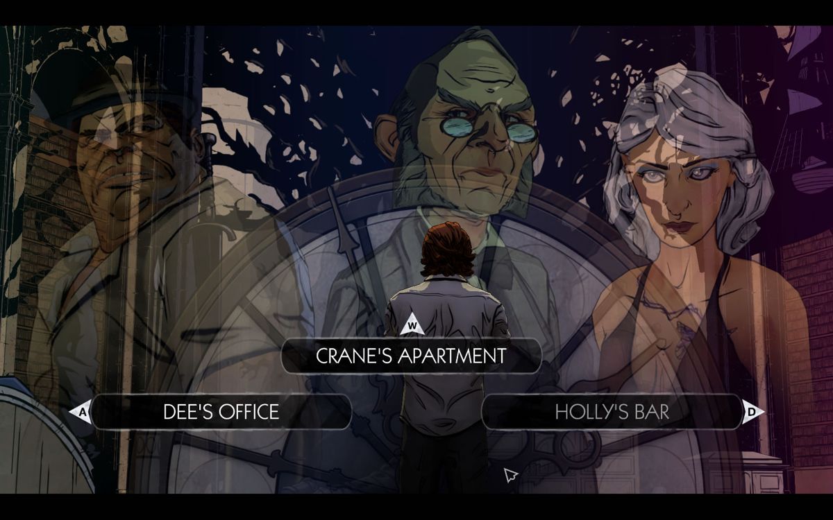 The Wolf Among Us (Windows) screenshot: Episode 3 - an important choice: where do you want to investigate first?