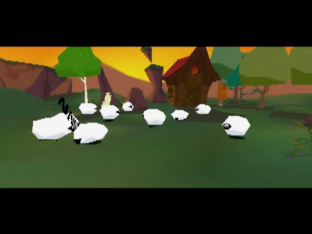 Looney Tunes: Sheep Raider (PlayStation) screenshot: Peaceful hamlet. Ohh, look at these sheep!