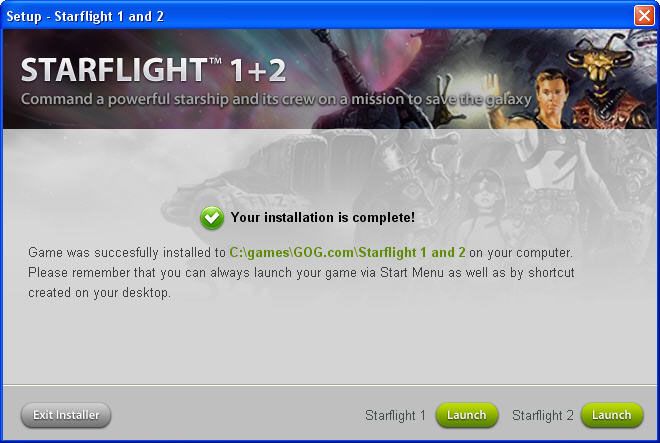 Starflight 1+2 (Windows) screenshot: Starflight 1+2 install and launch