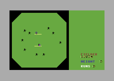 Tim Love's Cricket (Commodore 64) screenshot: The field.