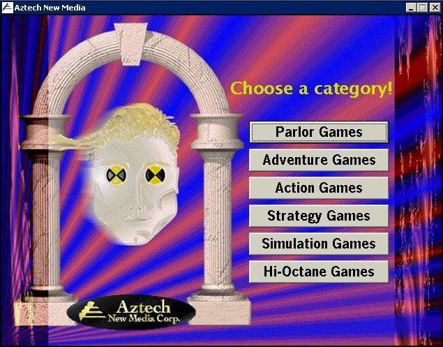 Games Pack (Windows) screenshot: The main menu<br>The individual menus are the same as those of Aztech's 'Hall Of Fame' compilatiopn