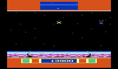 The Earth Dies Screaming (VIC-20) screenshot: Battling the aliens.