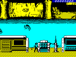 BraveStarr (ZX Spectrum) screenshot: Shooting baddies.