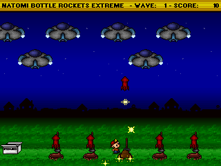 Natomi Bottle Rockets Extreme (Windows) screenshot: Shoot rockets at these alien bastards