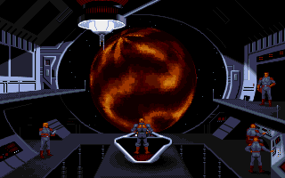 Starlord (Amiga) screenshot: Bridge - main room with access to other locations