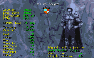 Starlord (Amiga) screenshot: Player Status - overall look on your status