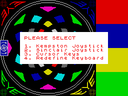 Eye (ZX Spectrum) screenshot: Options.