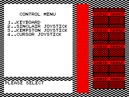 A Question of Scruples: The Computer Edition (ZX Spectrum) screenshot: Control option.
