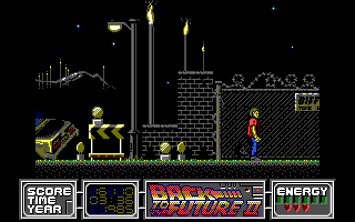 Back to the Future Part II (DOS) screenshot: Level 3 - Barbed wire fence.