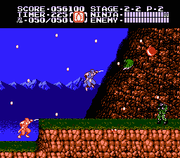 Ninja Gaiden II: The Dark Sword of Chaos (NES) screenshot: On top of the mountain in level 2-2