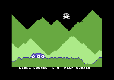 Moon Buggy (Commodore 64) screenshot: The start.