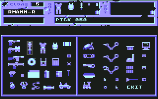 The Paranoia Complex (Commodore 64) screenshot: Shop screen