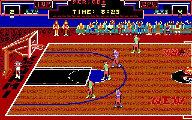 Double Dribble (DOS) screenshot: Gameplay (EGA/Tandy)
