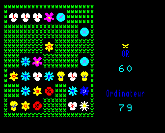 Télérama N°2 (Philips VG 5000) screenshot: (Stratégie-Flore) As the game goes on, flowers get less and less abundant.