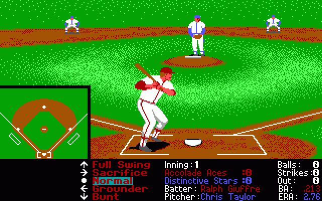 HardBall II (DOS) screenshot: Batter up! (EGA)