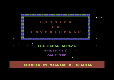 Mission on Thunderhead (Commodore 64) screenshot: Title screen.