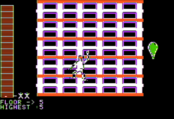 The Human Fly (Apple II) screenshot: A Balloon Floats By