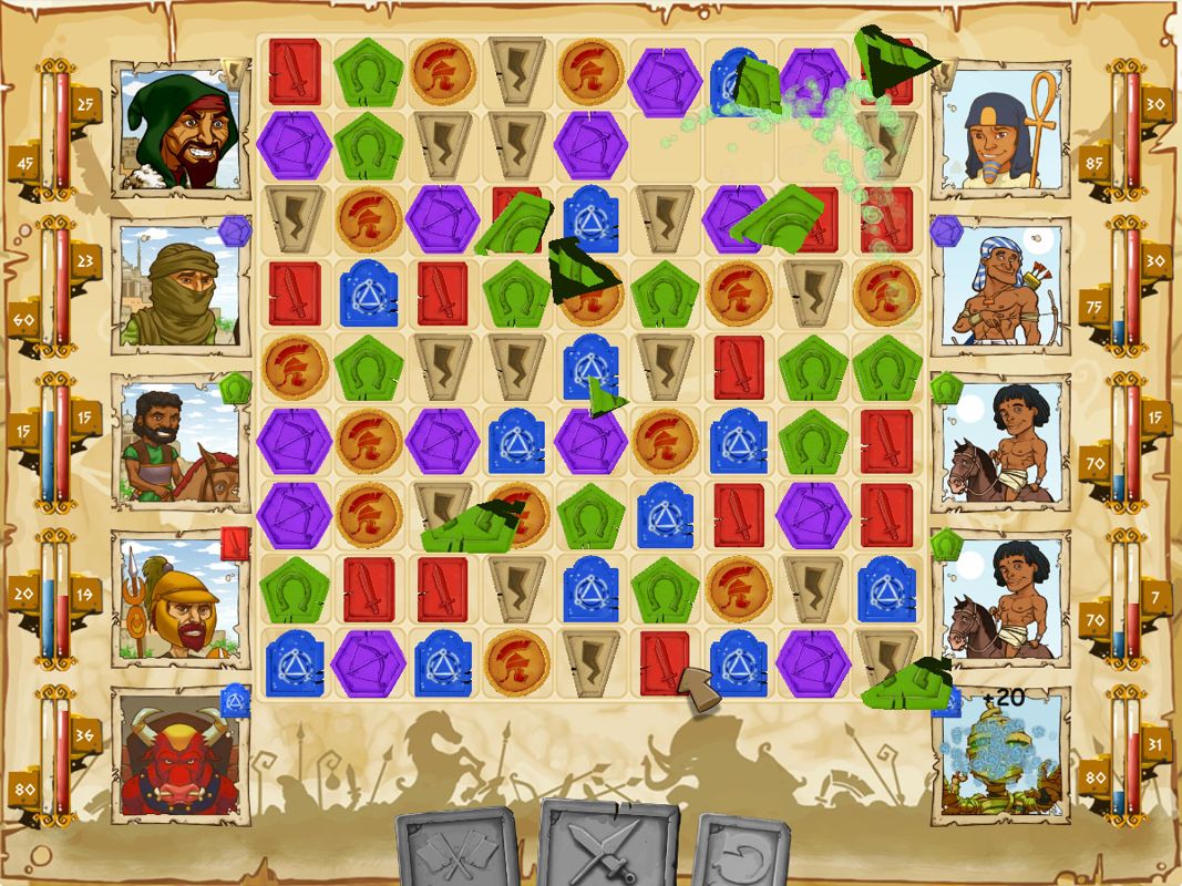 Tiny Token Empires (Windows) screenshot: Fighting the Egyptians