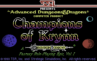 Champions of Krynn (Commodore 64) screenshot: Title screen