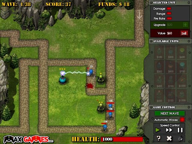Frontline Defense: First Assault (Browser) screenshot: Tricky path here