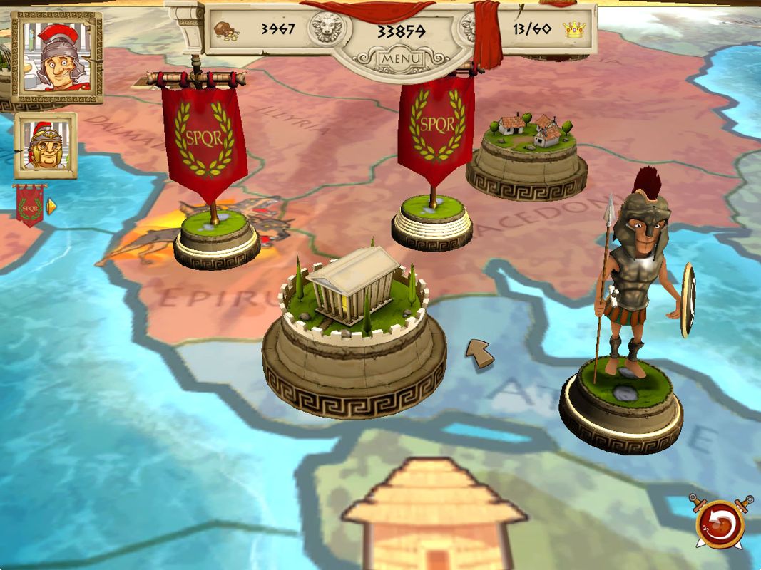 Tiny Token Empires (Windows) screenshot: Close-up on the map