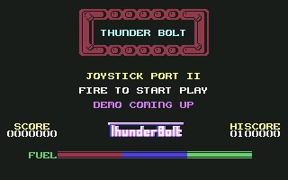 Thunderbolt (Commodore 64) screenshot: Title screen