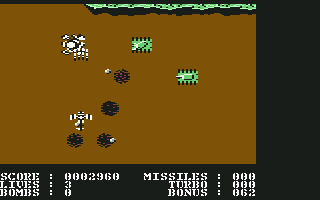 Tiger Mission (Commodore 64) screenshot: Destroying some tanks