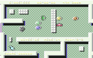 Oink! (Commodore 64) screenshot: Here the floor has a different texture.