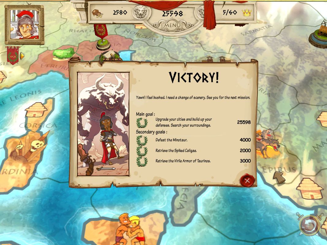 Tiny Token Empires (Windows) screenshot: The Minotaur is no more a problem