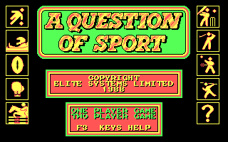 A Question of Sport (DOS) screenshot: Main Menu (CGA).