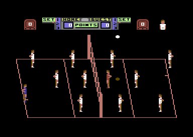 Volleyball Simulator (Commodore 64) screenshot: The ball is served.