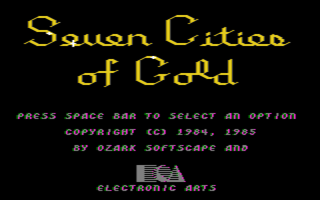 The Seven Cities of Gold (PC Booter) screenshot: Title Screen (CGA with composite monitor)