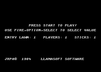 Hover Bovver (Atari 8-bit) screenshot: The main menu