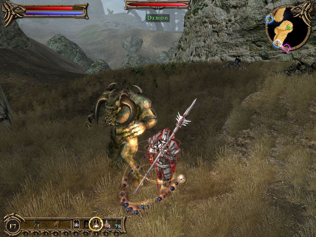 Two Worlds (Windows) screenshot: Me and my summoned Demon