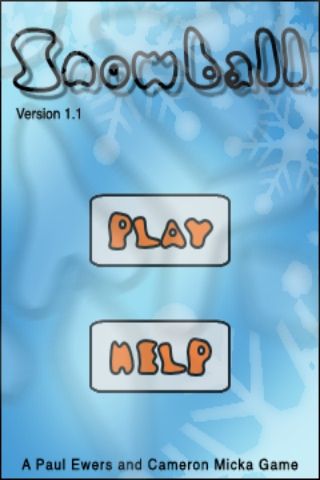 Snowball (iPhone) screenshot: Main menu.