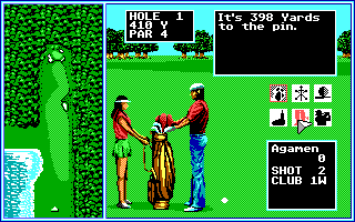 Arnold Palmer Tournament Golf (DOS) screenshot: With the Caddy.