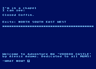 Voodoo Castle (Atari 8-bit) screenshot: The starting location (UK version)