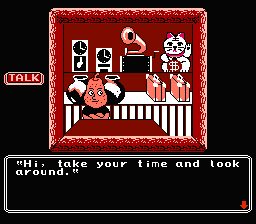 Princess Tomato in the Salad Kingdom (NES) screenshot: A bizarre antique shop